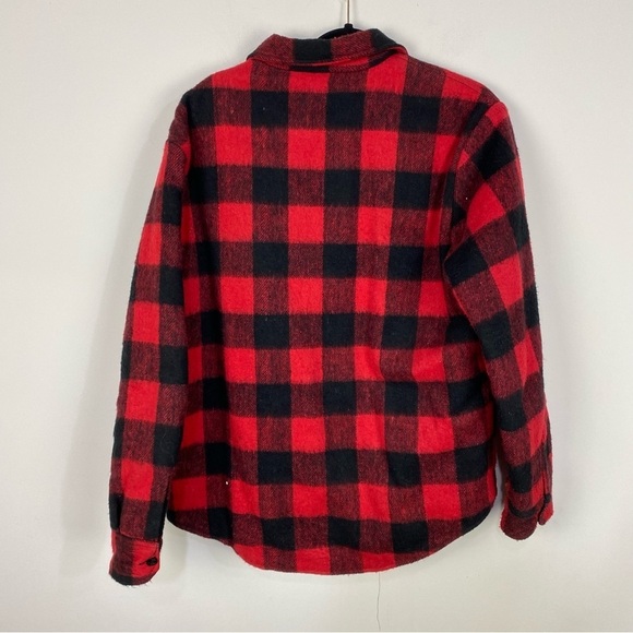 Vintage wool & linen buffalo plaid button down shacket jacket outdoor - Picture 2 of 4